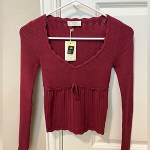 NWT Aritzia Wilfred Soloist Sweater XS Cordovan Burgandy